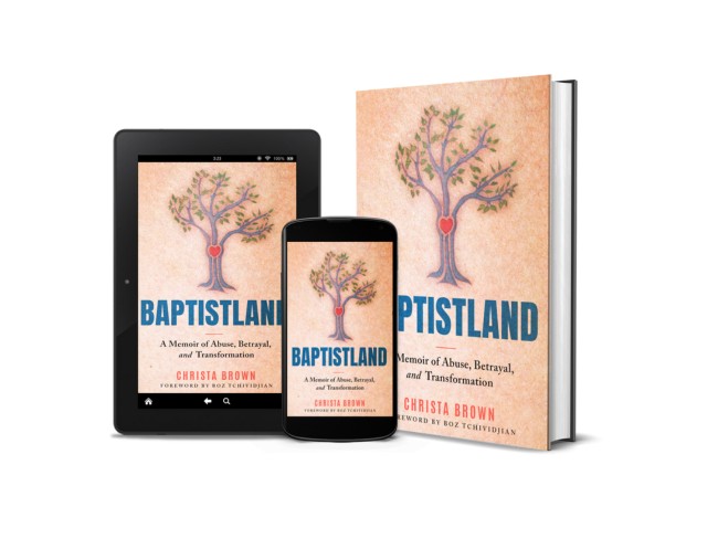 Cover of Baptistland, by Christa Brown, in a 3d image, published by Lake Drive Books